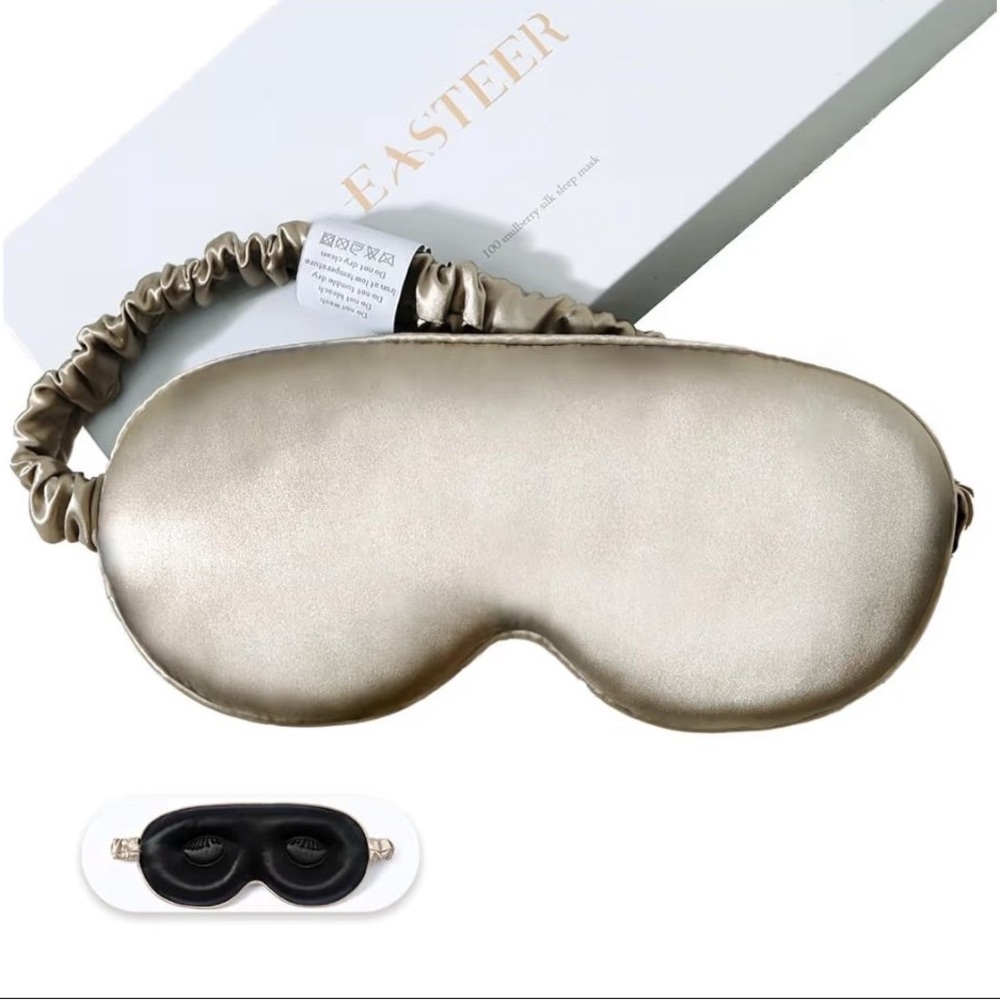 100% 22 Momme Mulberry Silk Sleep Mask, Eye Cover for Sleeping Lash Extensions
